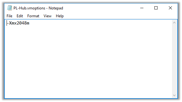 Example PL-Hub.vmoptions file
