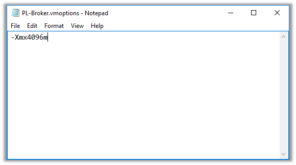 Example PL-Broker.vmoptions file