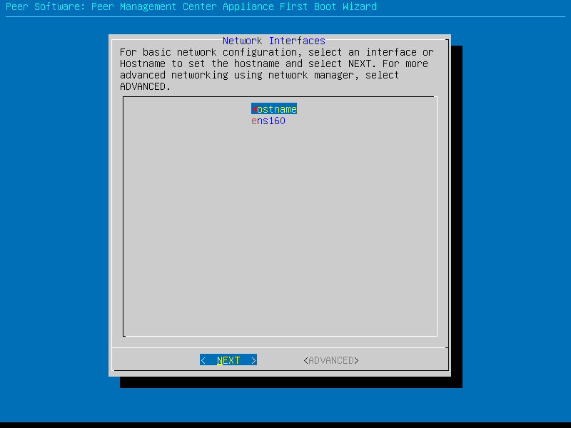 Network Interfaces screen