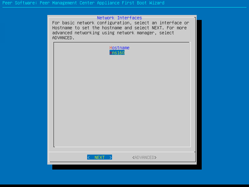 Network Interfaces screen