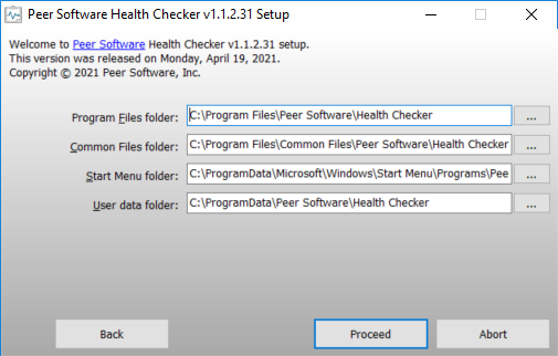 Health Checker Advanced installation options screenshot