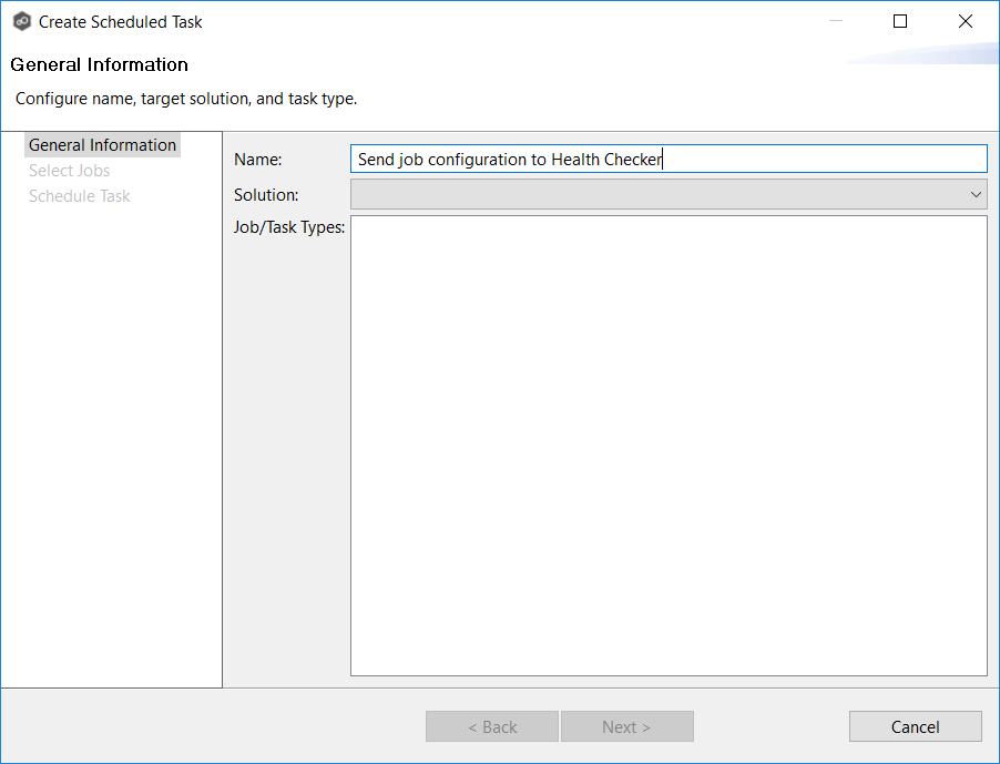 Create Scheduled Task wizard screenshot- General Information page