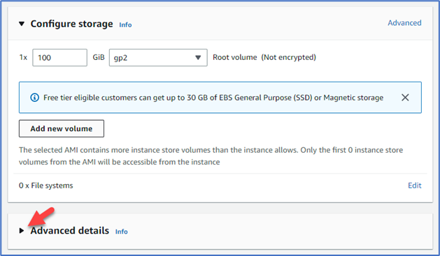 Configure storage image