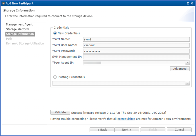 Storage Information page