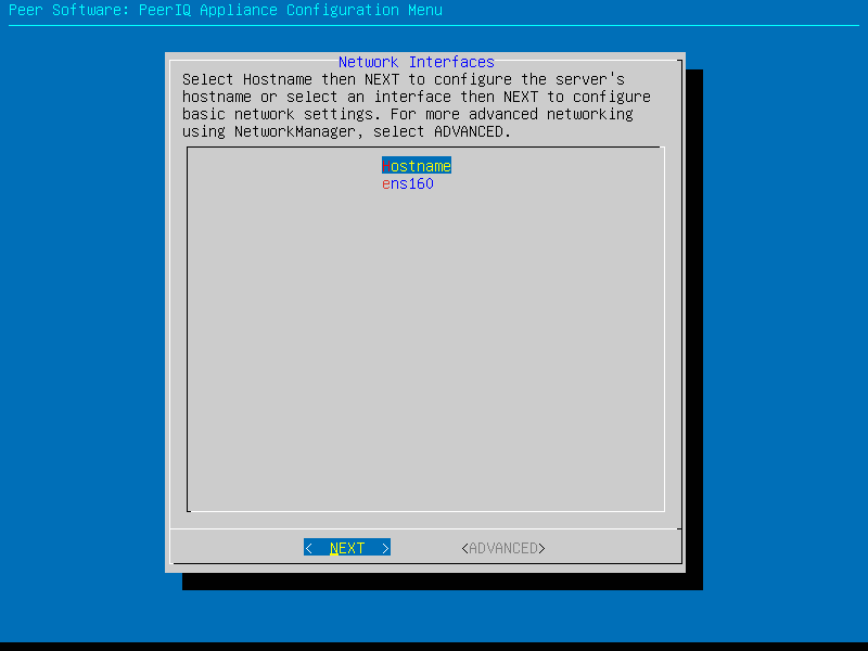 Network Interfaces screen