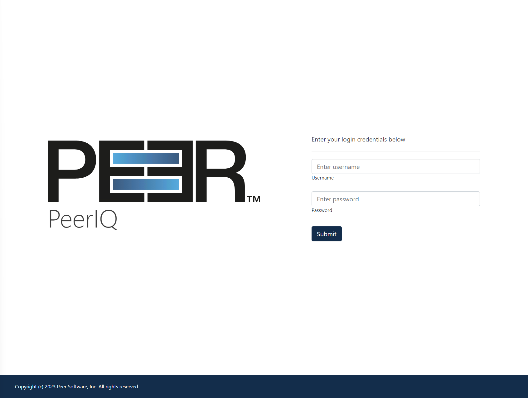 PeerIQ web interface login screen