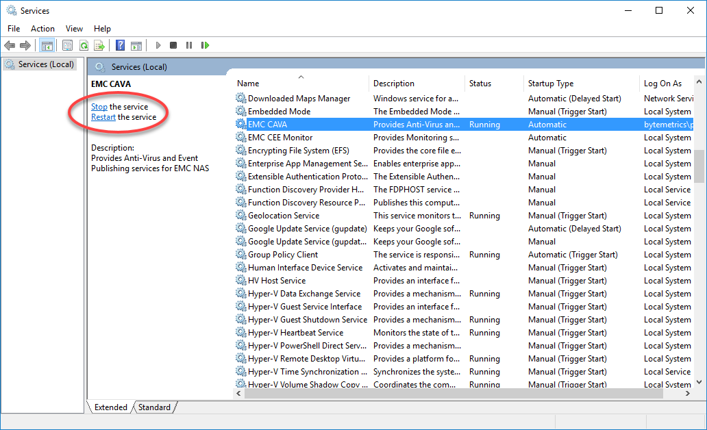 Task 4 - Restart EMC CAVA Service.png